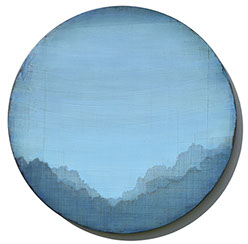 abstract landscape art, round paintings, contemporary landscape painting, tree painting, abstract architectural form, urban landscape painting,