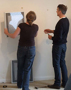 abstract landscape art, round paintings, contemporary landscape painting, tree painting, abstract architectural form, urban landscape painting,