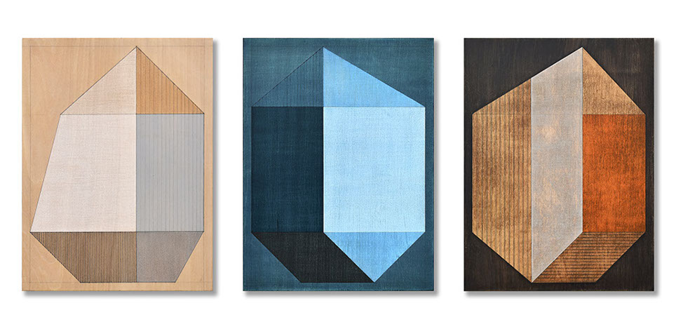 abstract landscape art, round paintings, contemporary landscape painting, tree painting, abstract architectural form, urban landscape painting,