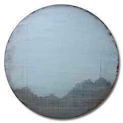 abstract landscape art, round paintings, contemporary landscape painting, tree painting, abstract architectural form, urban landscape painting,